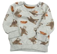 Světlešedá melírovaná mikina s medvídky a bobříky PRIMARK