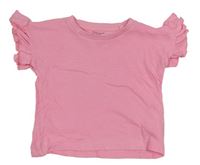 Růžové pletené tričko s volánky PRIMARK