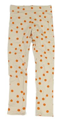 Světlebéžovo-oranžové puntíkaté teplákové zateplené tregíny H&M