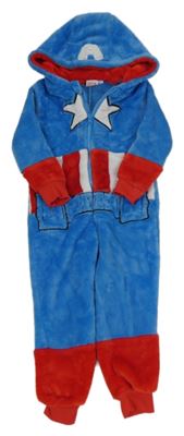 Modro-červená plyšová kombinéza s kapucí - CAPTAIN AMERICA MARVEL