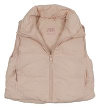 Světlerůžová šusťáková zateplená vesta ZARA