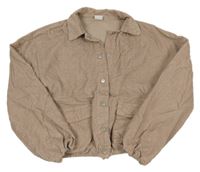 Světlehnědá manšestrová crop bunda s límečkem Next