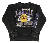 Černá šisovaná mikina s míčem a nápisem - LAKERS PRIMARK