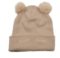 Pudrovo-zlatá melírovaná čepice s řasami a bambulkami H&M