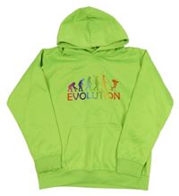 Zelená mikina s potiskem a kapsou a kapucí AWDis