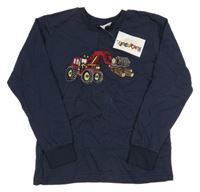 Nové - tmavomodrá mikina s bagrem