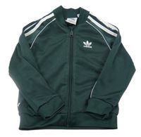 Smaragdovo-bílá propínací sportovní mikina Adidas