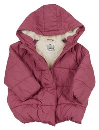 Světlevínová prošívaná šusťáková zimní bunda s kapucí F&F