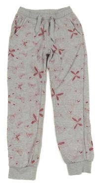 Šedé melírované tepláky s motýlky dopodopo