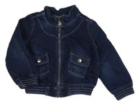 Tmavomodrá tepláková riflová bunda s hvězdičkami s flitry Papagino