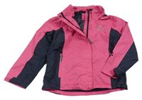 Tmavorůžovo/tmavomodrá šusťáková funkční jarní bunda s ukrývací kapucí crivit