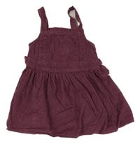 Švestkové manšestrové šaty s mašlemi Tu