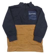 Tmavomodro-hnědá mikina s kapsou George