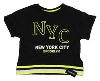 Nové - černé crop tričko s písmenky a nápisy a pruhy St. Bernard