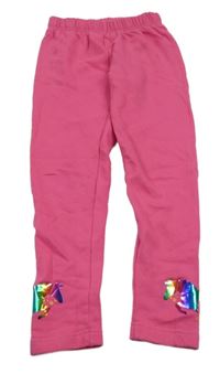 Tmavorůžové teplákové teplé legíny s metalickými koníky bpc