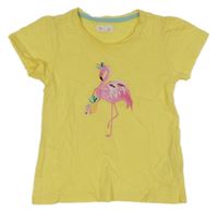 Žluté tričko s plameňákem impidimpi