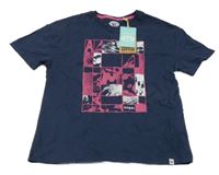 Nové - tmavomodré tričko s potiskem animal