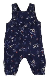 Tmavomodré laclové tepláky s kytičkami a motýlky a volánkem George