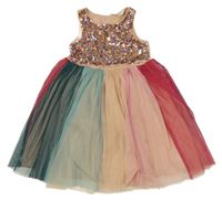 Růžovo-barevné flitrovo/tylové šaty H&M