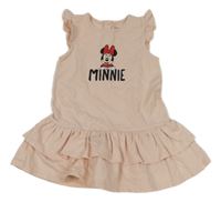 Světlerůžové teplákové šaty s Minnie a volánky LC WaIKIKI