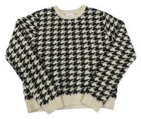 Černo-světlebéžový vzorovaný crop svetr PRIMARK