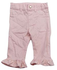 Růžové plátěné capri kalhoty F&F