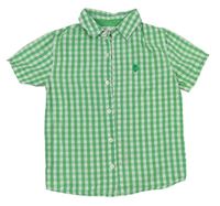 Zeleno-bílá kostkovaná košile s výšivkou F&F