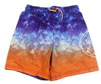 Modro-oranžové vzorované ombré plážové kraťasy George