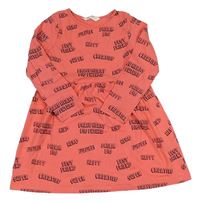 Korálové bavlněné šaty s nápisy H&M