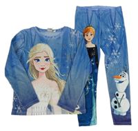 2set - Modrá plyšová mikina s Frozen + legíny zn. Disney