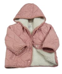 Starorůžová prošívaná šusťáková zateplená bunda s kapucí zn. F&F