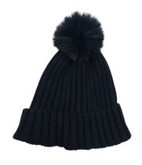 Tmavomodrá žebrovaná pletená čepice s bambulí H&M