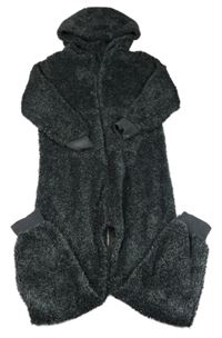 Antracitová melírovaná chlupatá kombinéza s kapucí Next