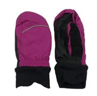 Fuchsiovo-černé šustákové zimní palcové rukavice Polarn O. Pyret