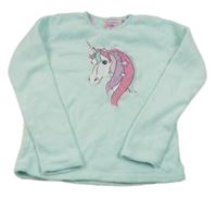 Mátová chlupatá pyžamová mikina s jednorožcem Young Idols