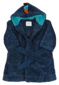 Tmavomodrý melírovaný chlupatý župan s kapucí s ostny Next