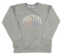 Šedá melírovaná mikina s potiskem a nápisem Primark