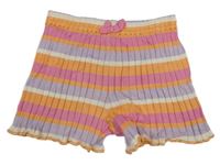 Oranžovo-růžovo-lila pruhované žebrované pletené kraťasy H&M