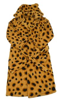 Hnědý vzorovaný chlupatý župan s kapucí Livarno