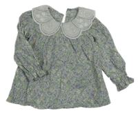 Lila květovaná halenka s límečkem