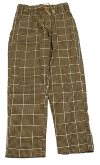 Hnědo-černé kostkované relaxed jogger kalhoty H&M