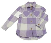 Levandulovo-bílá kostkovaná vlněná košilová bunda F&F