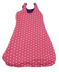 Tmavorůžový zateplený oboustranný spací pytel s hvězdami