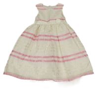 Smetanovo-růžové slavnostní šaty s pruhy C&A