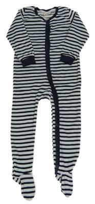 Světlemodro-tmavomodrý pruhovaný sametový overal Kuniboo