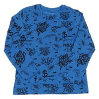 Modré triko s nápisy Primark