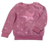 Vínová puntíkatá chlupatá mikina s hvězdou Little Kids