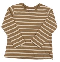 Hnědo-meruňkové pruhované triko Next