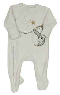 Nové - Bílý sametový overal s tučňákem Dunnes