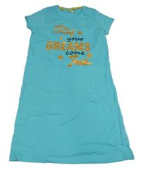 Azurová noční košile s nápisem a hvězdami BPC